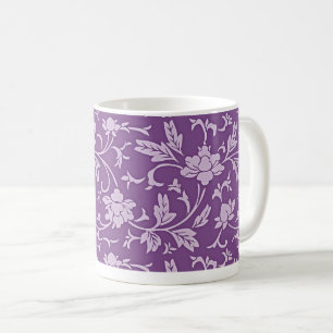 Purple and lavender floral pattern coffee mug