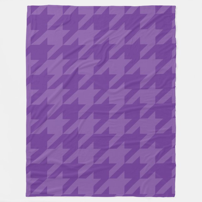 Purple and Lavender Houndstooth Fleece Blanket (Front)