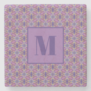 Purple and Lavender Initial Stone Coaster