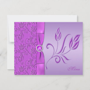 Purple and Lavender Jewelled Menu Card
