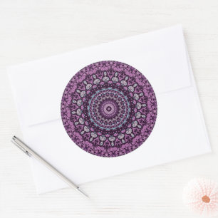 Purple and Lavender Mandala Pattern Design Classic Round Sticker