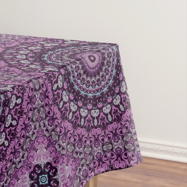 Purple and Lavender Mandala Pattern Design Tablecloth (In Situ)