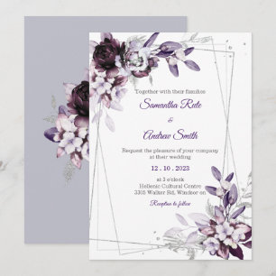 Purple and Lavender Silver Wedding Invitation