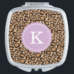 Purple and Leopard Print Custom Monogram Makeup Mirror<br><div class="desc">Stylish modern travel compact mirror features a cute girly leopard animal print. Click Customize It to personalize the design with a monogram or add your own text and images to create a unique one of a kind design.</div>