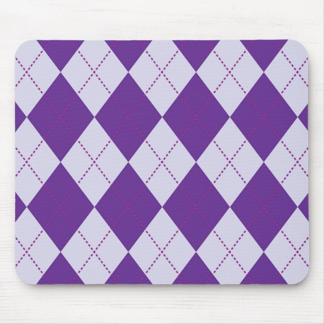 Purple and Light Purple Argyle Pattern Mouse Pad (Front)