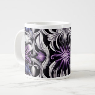 Purple and Light Purple Flower Abstract Art  Large Coffee Mug
