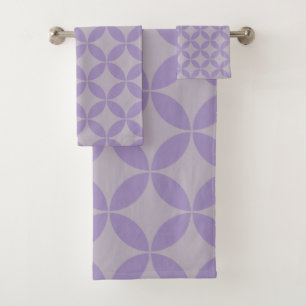 Purple and Lilac Mid Century Modern Pattern Bath Towel Set