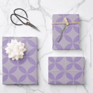 Purple and Lilac Mid Century Modern Pattern  Wrapping Paper Sheet
