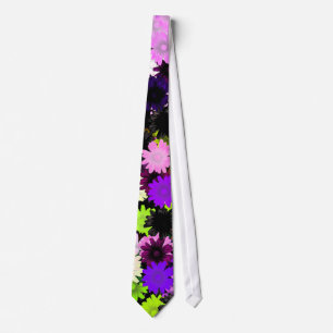 Purple and lime floral tie