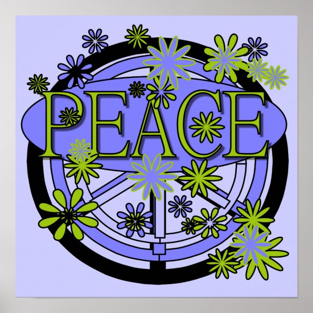 Purple and Lime Peace T-shirts and Gifts Poster (Front)
