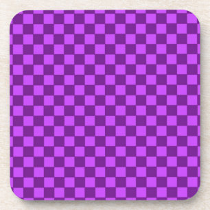 Purple and Magenta Chequerboard Pattern Coaster