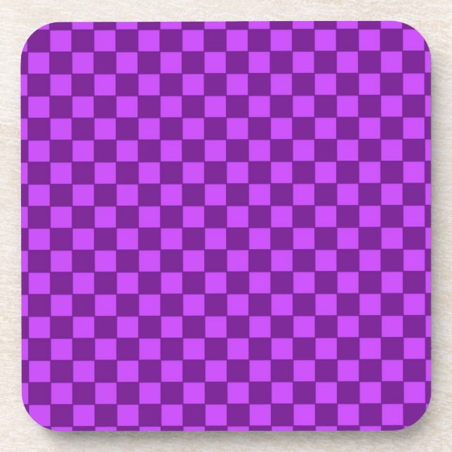 Purple and Magenta Chequerboard Pattern Coaster (Front)