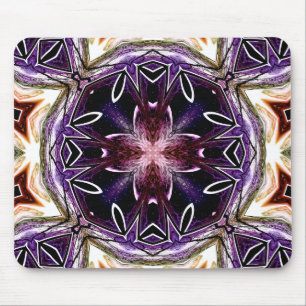 Purple and Magenta Cosmic Kaleidoscope Pattern Mouse Pad