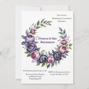 Purple and Magenta Peony Bridesmaids Luncheon Invitation