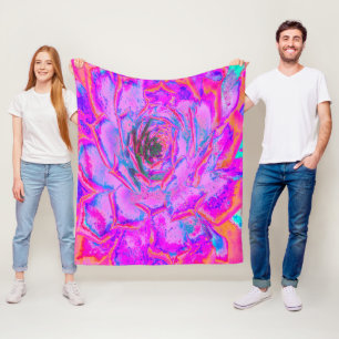 Purple and Magenta Succulent Sedum Rosette Fleece Blanket