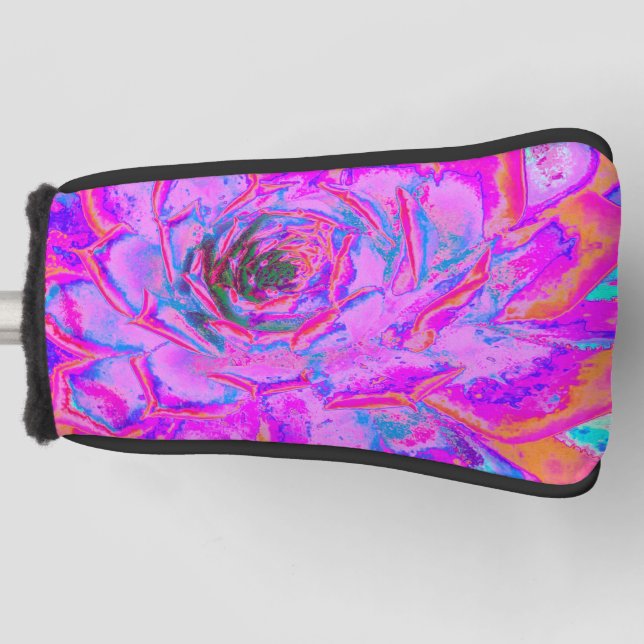 Purple and Magenta Succulent Sedum Rosette Golf Head Cover (Front)