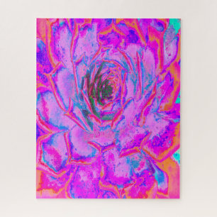 Purple and Magenta Succulent Sedum Rosette Jigsaw Puzzle