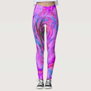 Purple and Magenta Succulent Sedum Rosette Leggings
