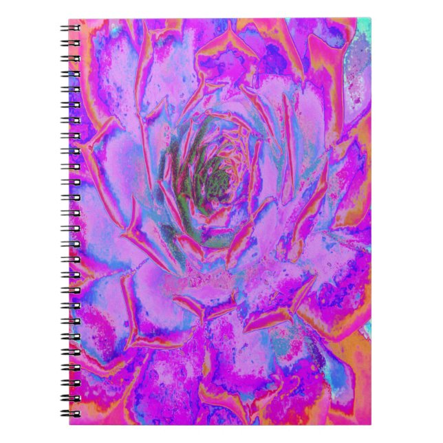 Purple and Magenta Succulent Sedum Rosette Notebook (Front)