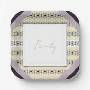 Purple And Mauve Floral Paper Plate
