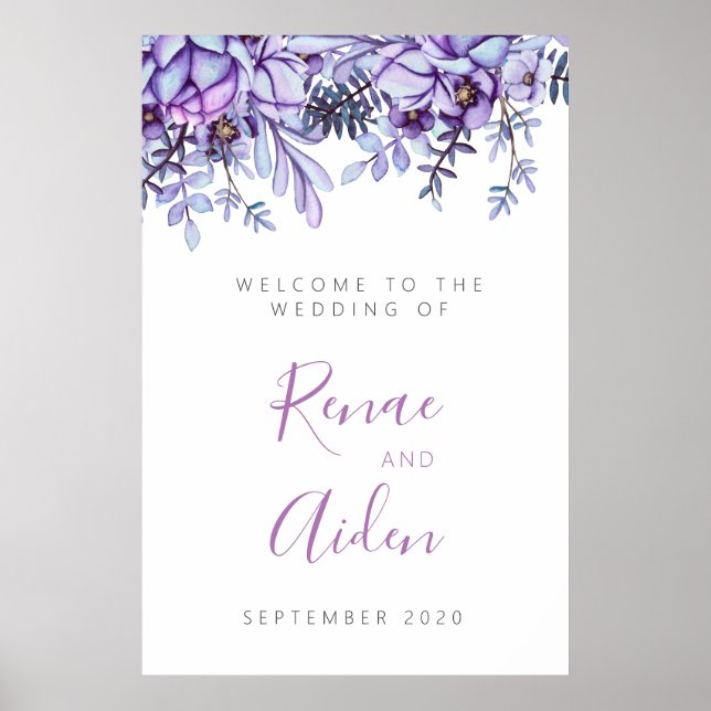Purple and Mauve floral welcome sign (Front)