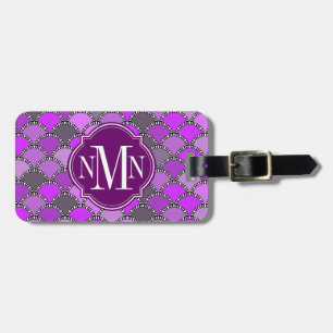 Purple and Mauve Scales Pattern Monogram Luggage Tag