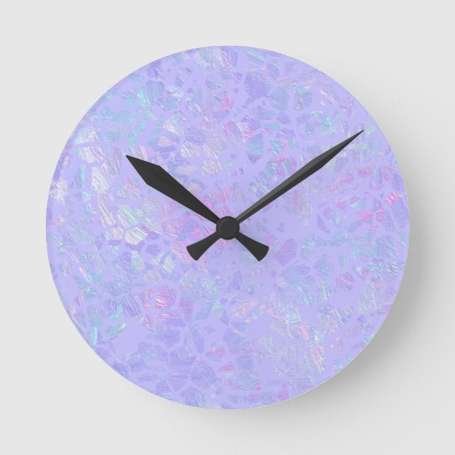 Purple and Multicolor Flakes Round Clock (Front)