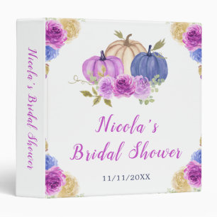 Purple and Navy Blue Floral Pumpkin Bridal Shower Binder