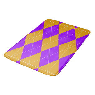 Purple and Orange Argyle Bath Mat