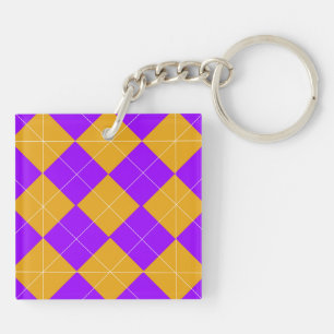 Purple and Orange Argyle Keychain