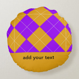 Purple and Orange Argyle Round Pillow