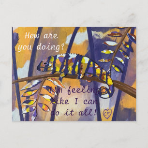 Purple and Orange Chameleon postcards, your text Postcard