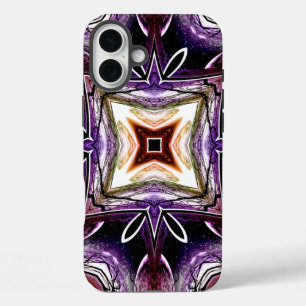Purple and Orange Cosmic Kaleidoscope Design iPhone 16 Plus Case