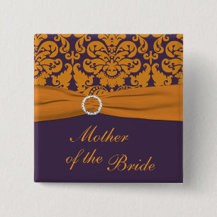 Purple and Orange Damask Mother of the Bride Pin