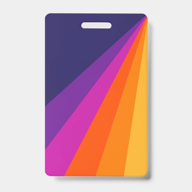 Purple and orange diagonal retro stripes badge (Front)