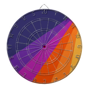 Purple and orange diagonal retro stripes dartboard