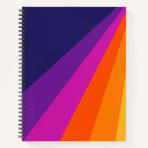 Purple and orange diagonal retro stripes notebook