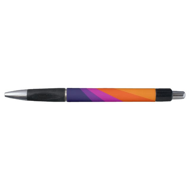 Purple and orange diagonal retro stripes pen (Front)
