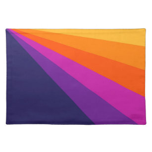 Purple and orange diagonal retro stripes placemat