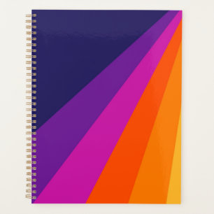 Purple and orange diagonal retro stripes planner