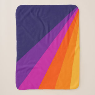 Purple and orange diagonal retro stripes sherpa blanket