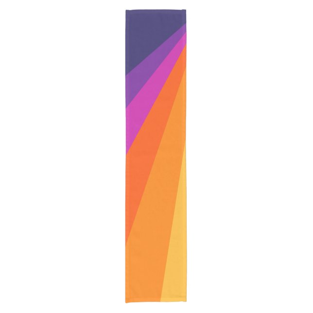 Purple and orange diagonal retro stripes short table runner (Front)