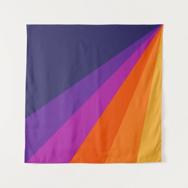 Purple and orange diagonal retro stripes tapestry (Front)