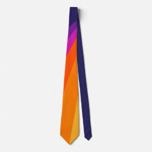Purple and orange diagonal retro stripes tie