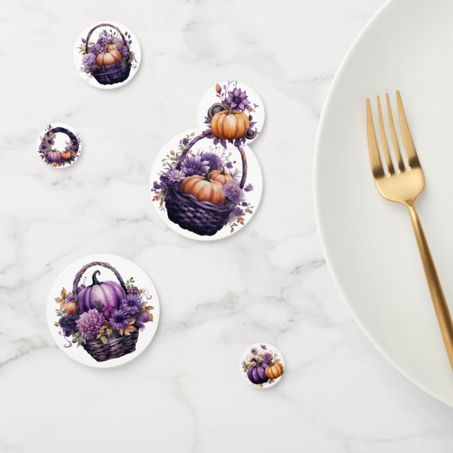 PURPLE AND ORANGE FALL AUTUMN PUMPKINS CONFETTI (Group)