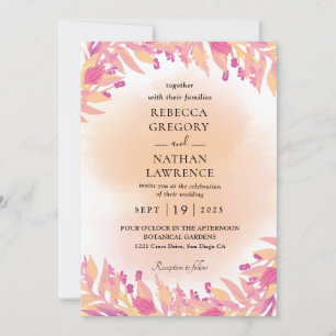 purple and orange fall wedding invitations