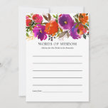 Purple and Orange Floral Bridal Shower Advice Card<br><div class="desc">Purple and orange watercolor roses and peonies bridal shower advice for bride-to-be cards.</div>