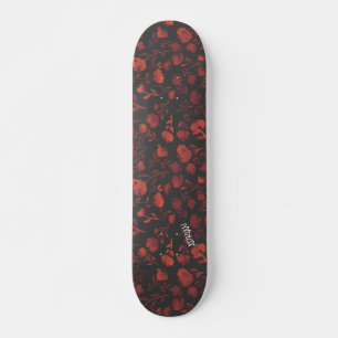 Purple and Orange Flower on Grey & Name or Text Skateboard