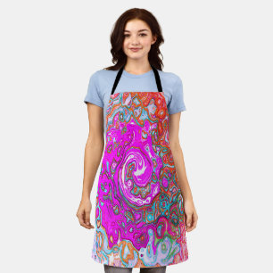 Purple and Orange Groovy Abstract Retro Swirl Apron