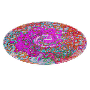 Purple and Orange Groovy Abstract Retro Swirl Cutting Board